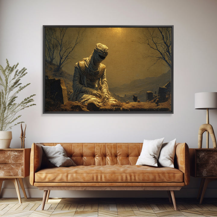 The Mummy Pharaoh, Romantic Gothic Landscape, Landscape Wall Art, Dark Halloween Decor, Canvas Print, Halloween Wall Art