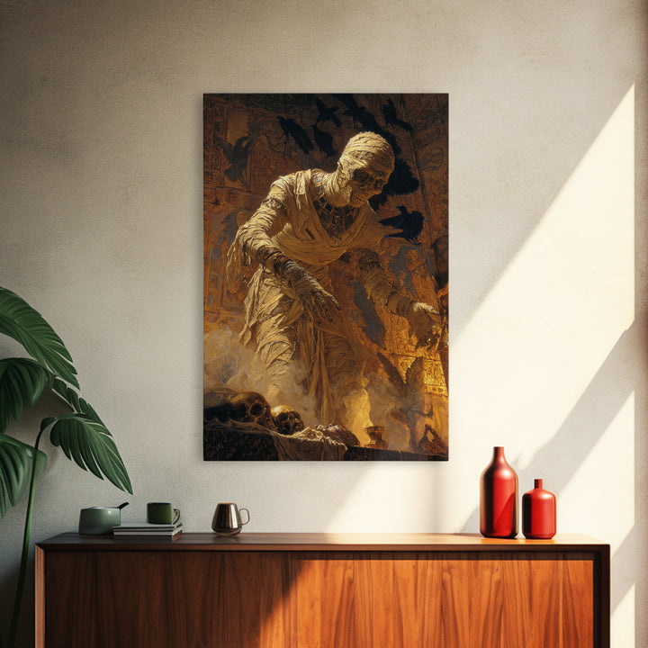 The Mummy Pharaoh, Ornate Symbolist Art, Vertical Wall Art, Dark Fantasy Wall Art, Canvas Print, Halloween Wall Art
