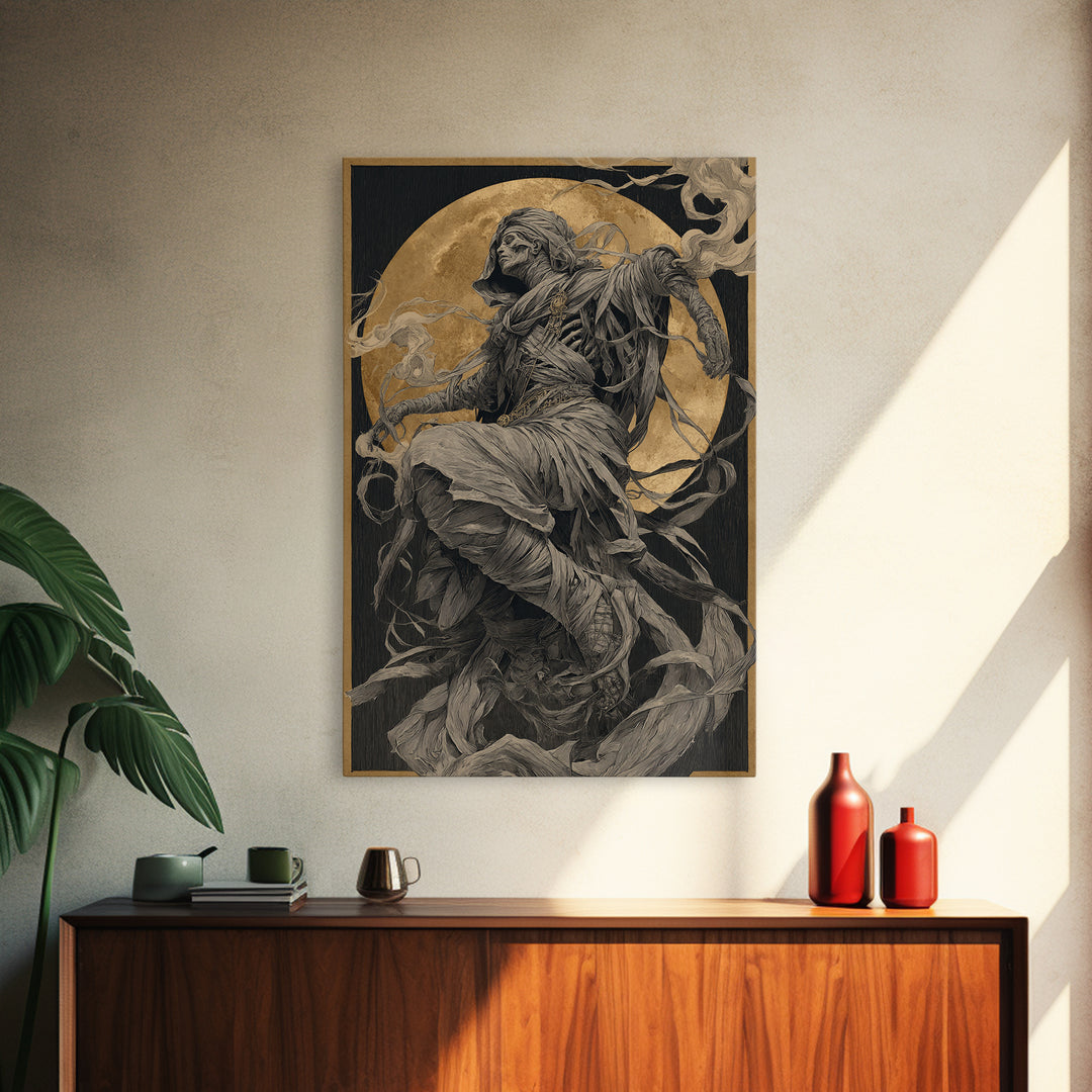 The Mummy Pharaoh, Decadent Gothic Art, Vertical Wall Art, Gothic Horror Wall Art, Canvas Print, Halloween Wall Art