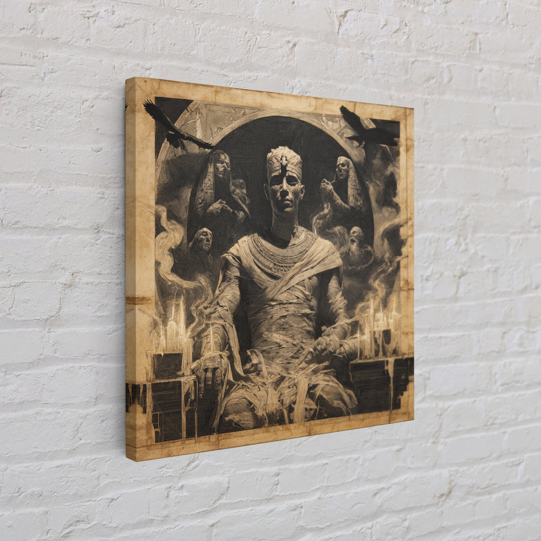 The Mummy Pharaoh, Dark Symbolist Art, Square Wall Art, Macabre Wall Art, Canvas Print, Halloween Wall Art, Halloween Decor