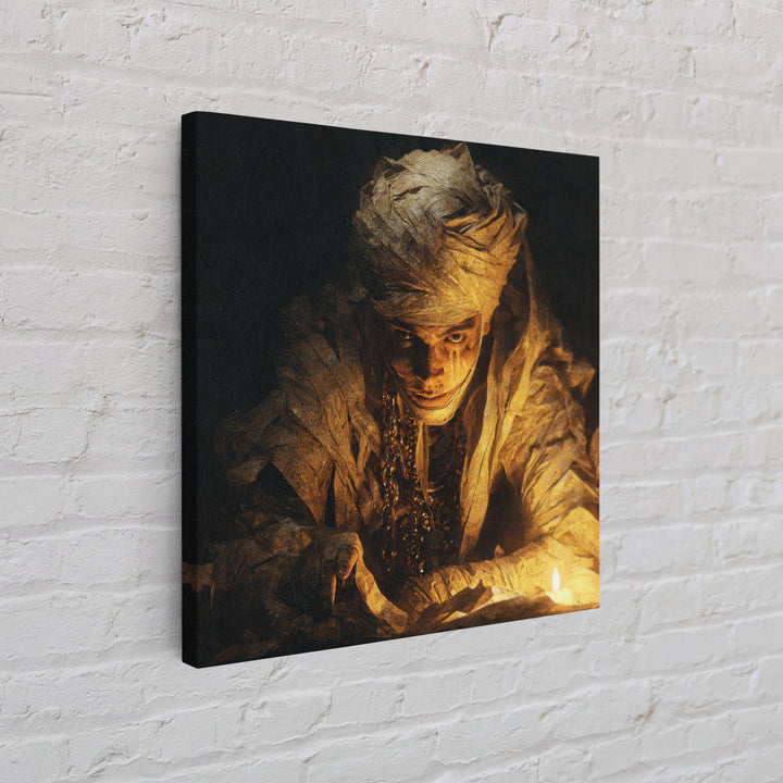 The Mummy Pharaoh, Symbolist Etching Art, Square Wall Art, Dark Fantasy Wall Art, Canvas Print, Halloween Wall Art, Halloween Decor