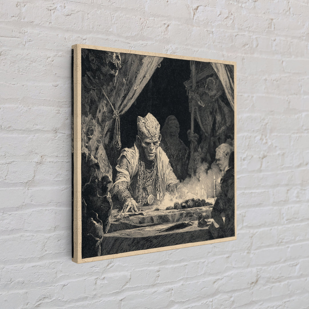 The Mummy Pharaoh, Expressionist Nightmare Art, Square Wall Art, Dark Fantasy Wall Art, Canvas Print, Halloween Wall Art, Spooky Wall Decor