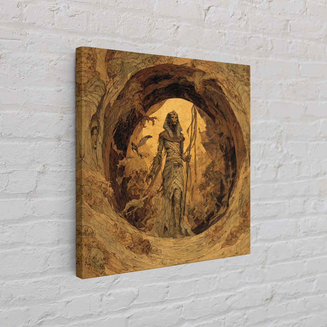 The Mummy Pharaoh, Gothic Storybook Art, Square Wall Art, Macabre Wall Art, Framed Canvas Print, Halloween Wall Art, Halloween Decor