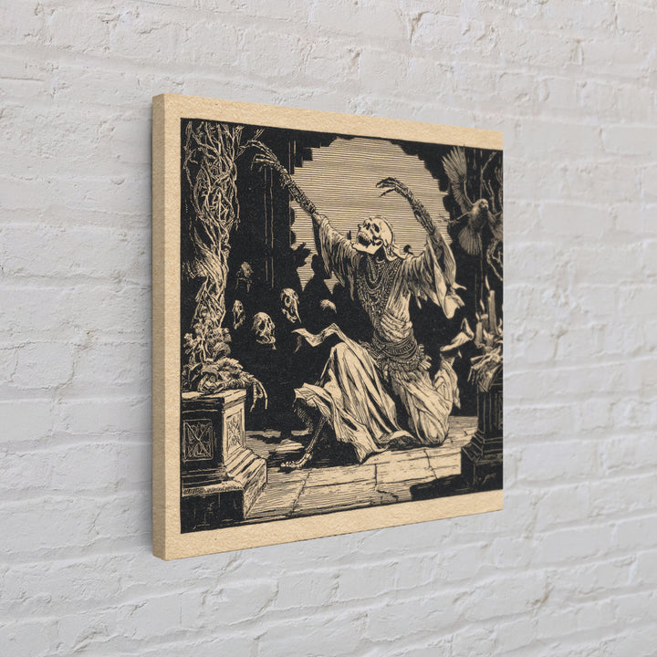 The Mummy Pharaoh, Macabre Folk Print Art, Square Wall Art, Dark Halloween Decor, Canvas Print, Halloween Wall Art