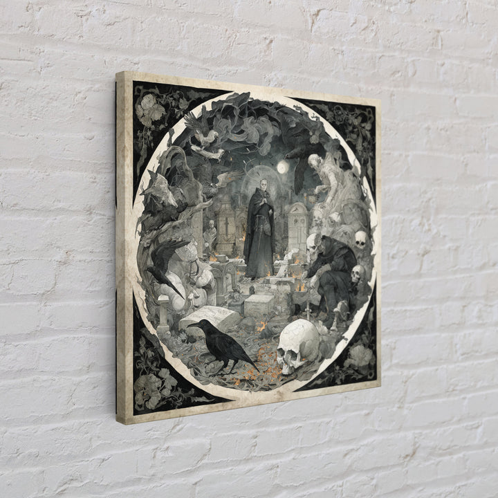 The Graveyard Ghost, Danse Macabre Art, Square Wall Art, Gothic Horror Wall Art, Canvas Print, Halloween Wall Art