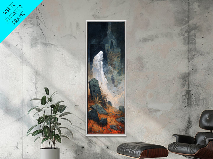 The Graveyard Ghost, Surreal Apocalyptic Art, Tall Narrow Wall Art, Dark Halloween Decor, Canvas Print, Halloween Wall Art