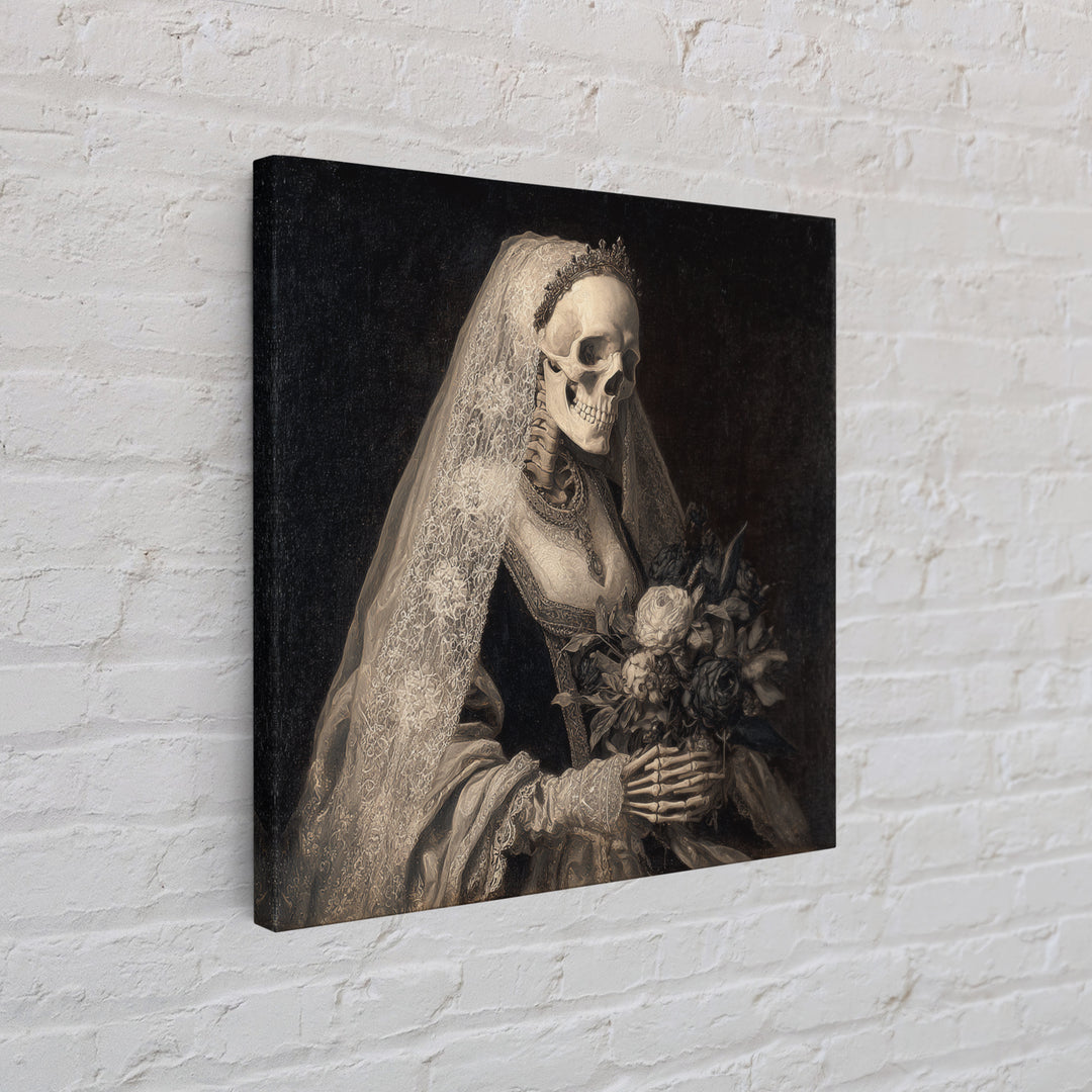 The Skeletal Bride, Danse Macabre Art, Square Wall Art, Macabre Wall Art, Canvas Print, Halloween Wall Art