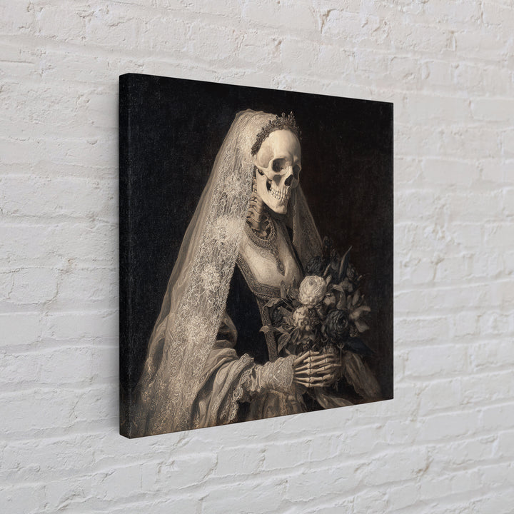 The Skeletal Bride, Danse Macabre Art, Square Wall Art, Macabre Wall Art, Canvas Print, Halloween Wall Art