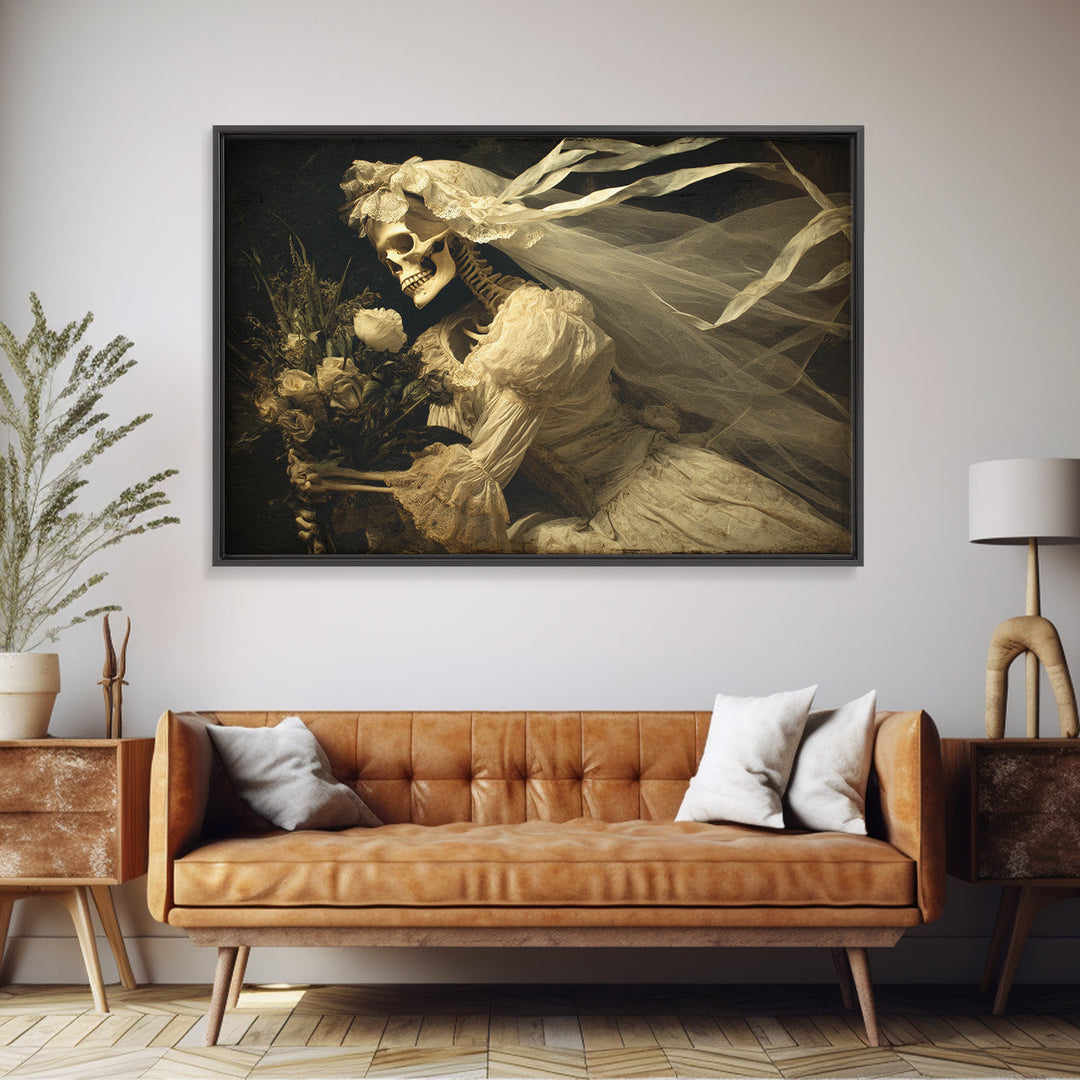 The Skeletal Bride, Symbolist Gothic Landscape, Landscape Wall Art, Gothic Horror Wall Art, Canvas Print, Halloween Wall Art