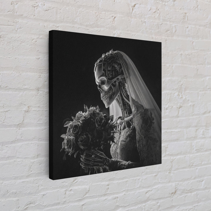 The Skeletal Bride, Biomechanical Horror Art, Square Wall Art, Dark Fantasy Wall Art, Canvas Print, Halloween Wall Art, Halloween Decor