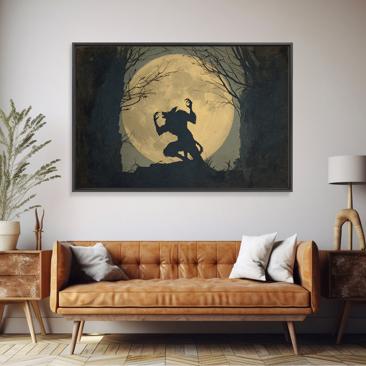 The Moon-Cursed Werewolf, Romantic Gothic Landscape, Landscape Wall Art, Gothic Horror Wall Art, Framed Canvas Print