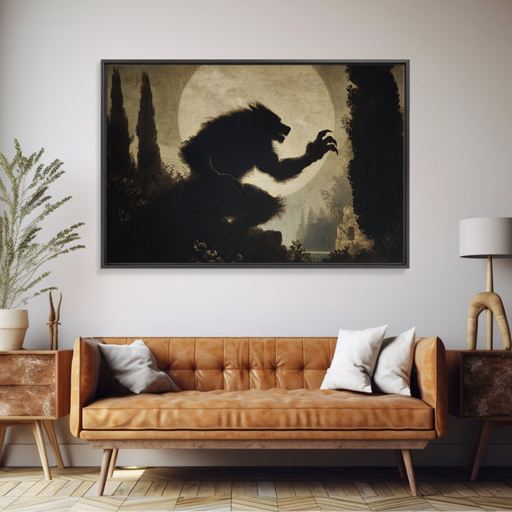 The Moon-Cursed Werewolf, Symbolist Gothic Landscape, Landscape Wall Art, Macabre Wall Art, Canvas Print, Halloween Wall Art