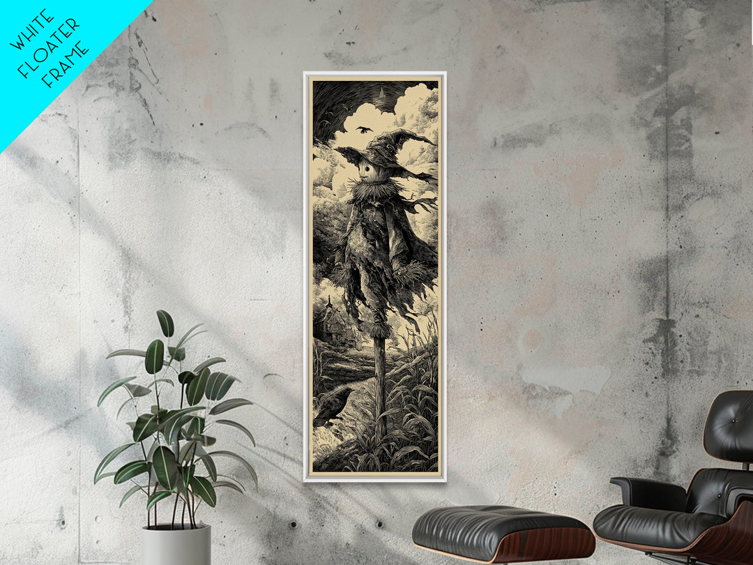 The Living Scarecrow, Gothic Engraving Art, Tall Narrow Wall Art, Gothic Horror Wall Art, Canvas Print, Halloween Wall Art