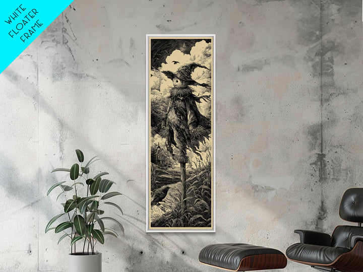 The Living Scarecrow, Gothic Engraving Art, Tall Narrow Wall Art, Gothic Horror Wall Art, Canvas Print, Halloween Wall Art