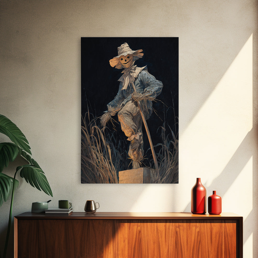 The Living Scarecrow, Dark Renaissance Art, Vertical Wall Art, Gothic Horror Wall Art, Canvas Print, Halloween Wall Art