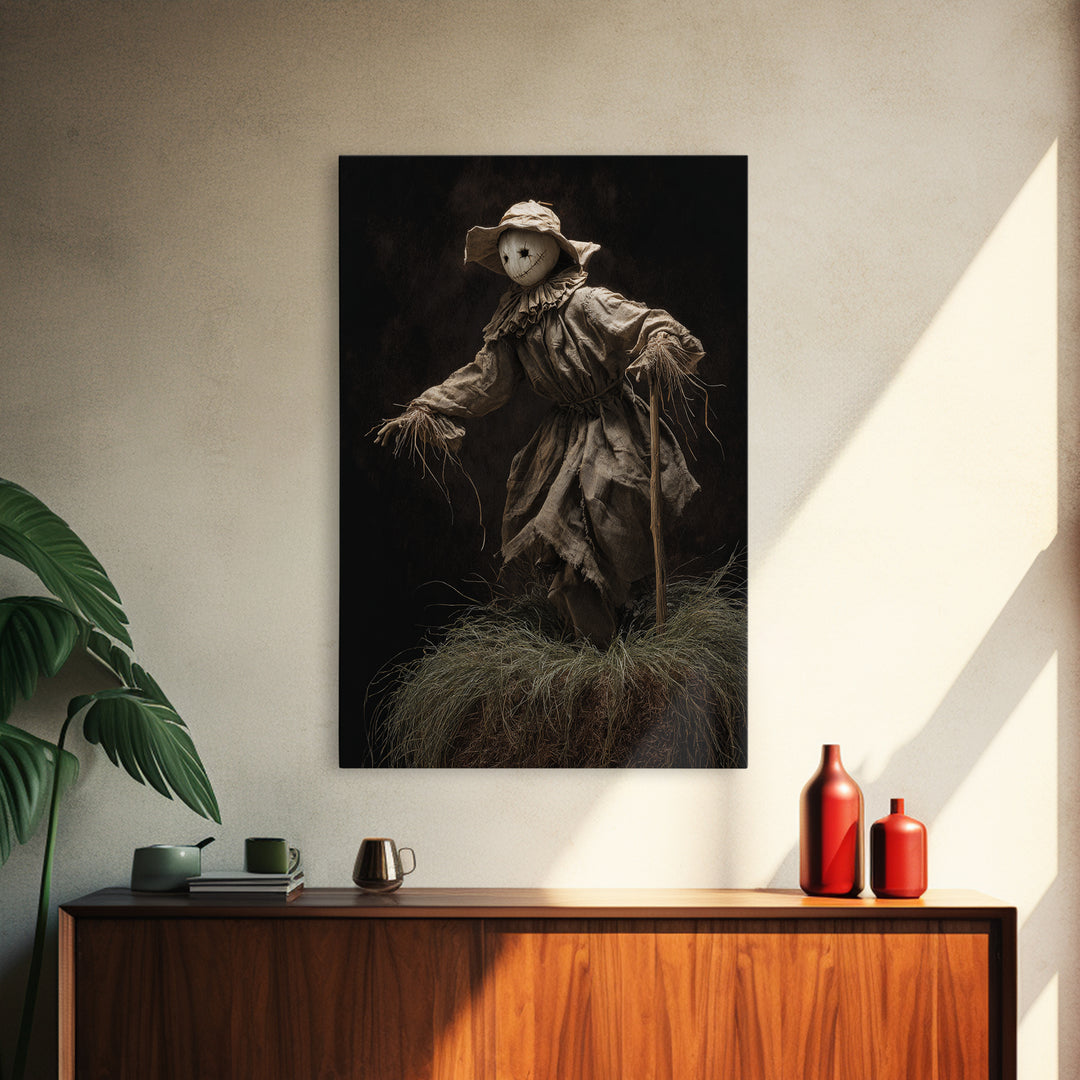 The Living Scarecrow, Danse Macabre Art, Vertical Wall Art, Macabre Wall Art, Canvas Print, Halloween Wall Art