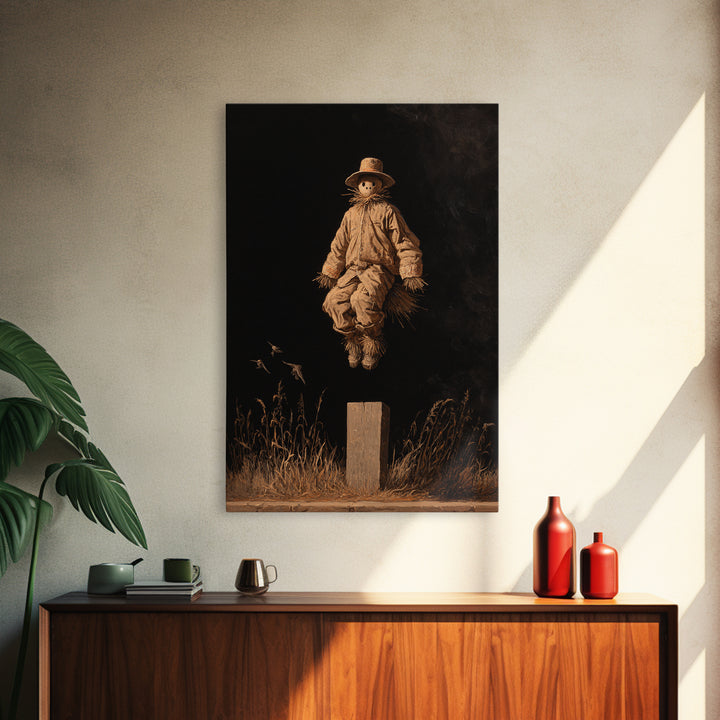 The Living Scarecrow, Dark Romantic Horror Art, Vertical Wall Art, Macabre Wall Art, Framed Canvas Print, Halloween Wall Art