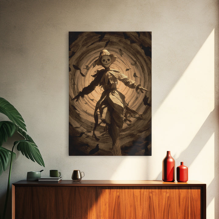 The Living Scarecrow, Gothic Nightmare Art, Vertical Wall Art, Dark Halloween Decor, Canvas Print, Halloween Wall Art