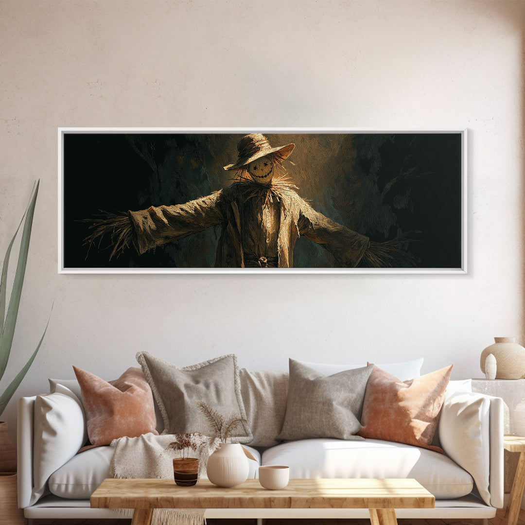 The Living Scarecrow, Visionary Gothic Art, Extra Wide Wall Art, Dark Halloween Decor, Canvas Print, Halloween Wall Art