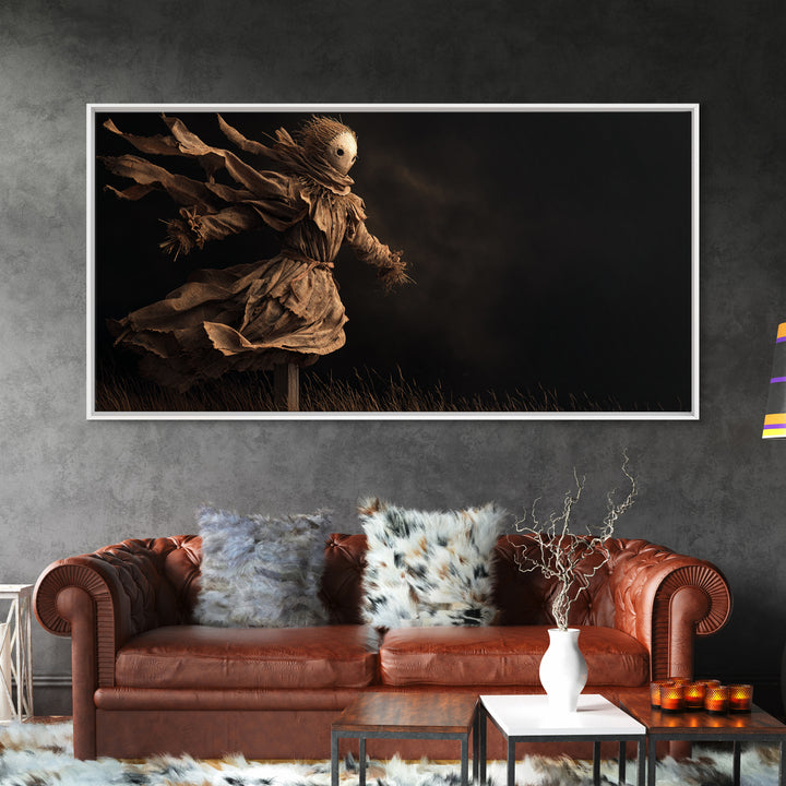 The Living Scarecrow, Apocalyptic Romantic Art, Wide Panoramic Art, Gothic Horror Wall Art, Canvas Print, Halloween Wall Art