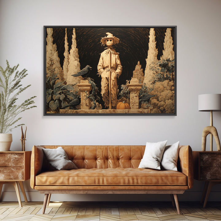 The Living Scarecrow, Symbolist Gothic Landscape, Landscape Wall Art, Macabre Wall Art, Canvas Print, Halloween Wall Art, Gothic Home Decor