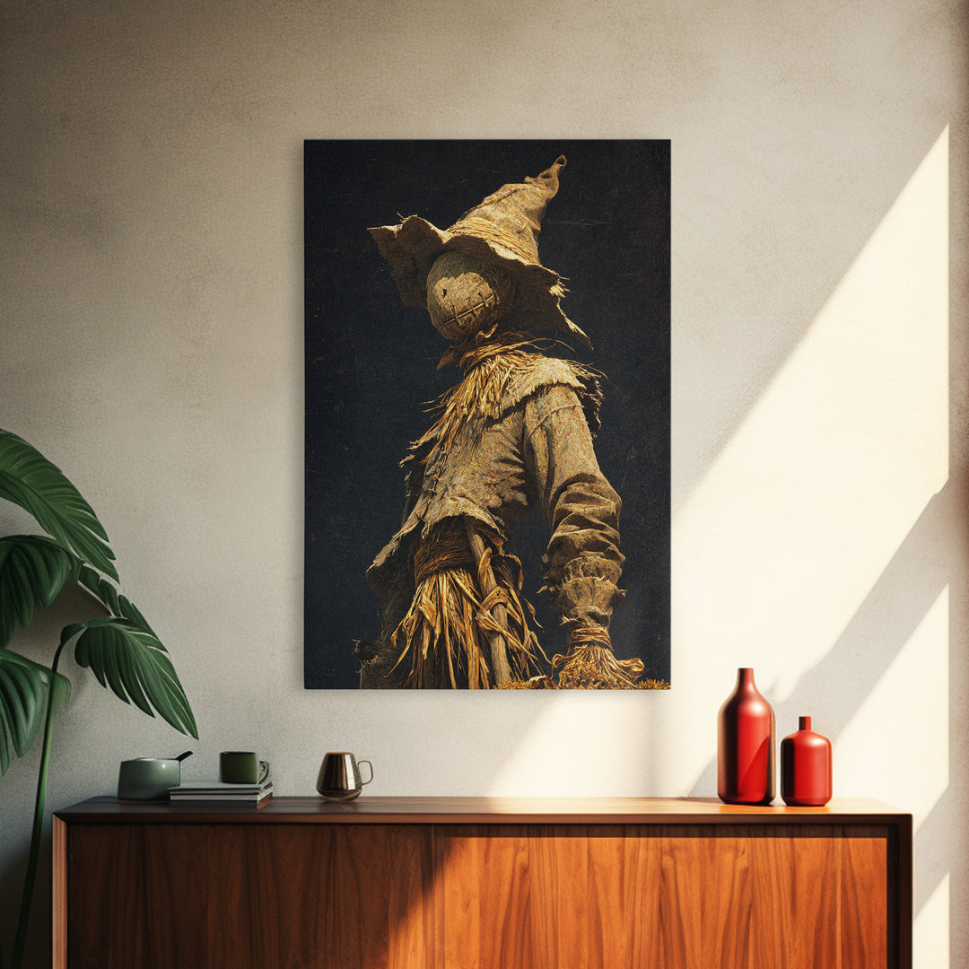 The Living Scarecrow, Ornate Symbolist Art, Vertical Wall Art, Dark Halloween Decor, Canvas Print, Halloween Wall Art