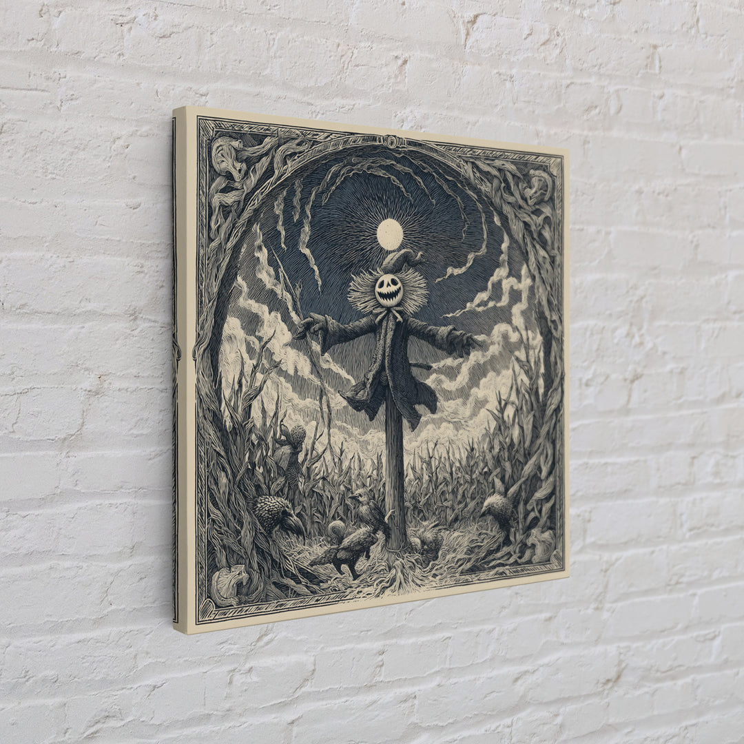 The Living Scarecrow, Expressionist Nightmare Art, Square Wall Art, Gothic Horror Wall Art, Framed Canvas Print, Halloween Wall Art