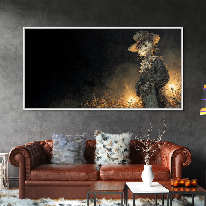The Living Scarecrow, Grotesque Carnival Art, Wide Panoramic Art, Macabre Wall Art, Canvas Print, Halloween Wall Art