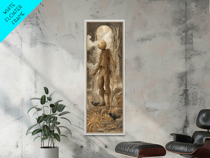 The Living Scarecrow, Surreal Apocalyptic Art, Tall Narrow Wall Art, Dark Fantasy Wall Art, Framed Canvas Print, Halloween Wall Art