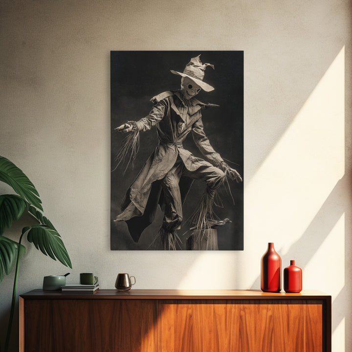 The Living Scarecrow, Biomechanical Horror Art, Vertical Wall Art, Macabre Wall Art, Framed Canvas Print, Halloween Wall Art