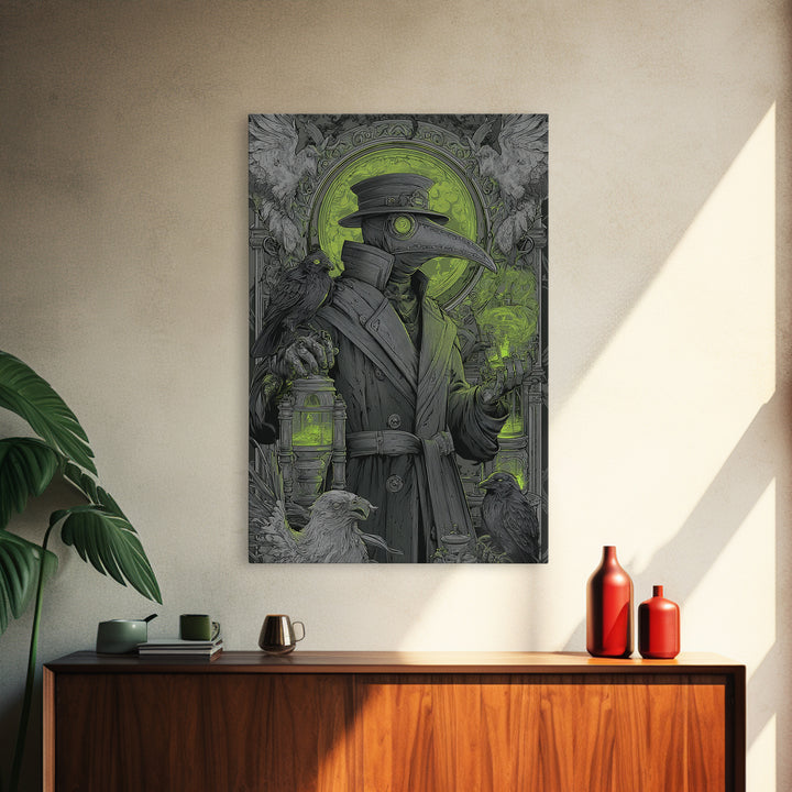 The Plague Doctor, Visionary Gothic Art, Vertical Wall Art, Gothic Horror Wall Art, Canvas Print, Halloween Wall Art