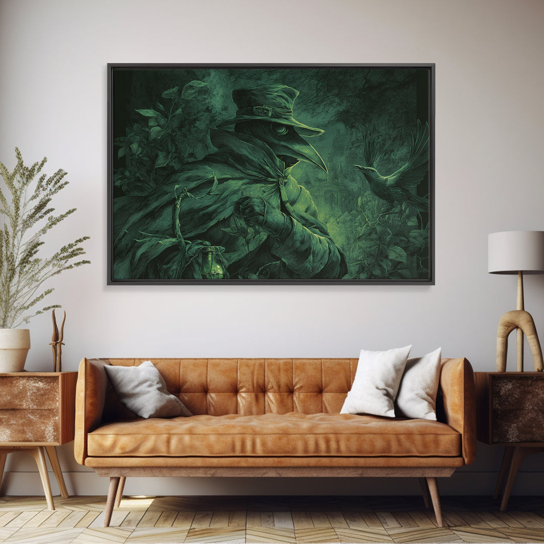 The Plague Doctor, Romantic Gothic Landscape, Landscape Wall Art, Gothic Horror Wall Art, Framed Canvas Print, Halloween Wall Art