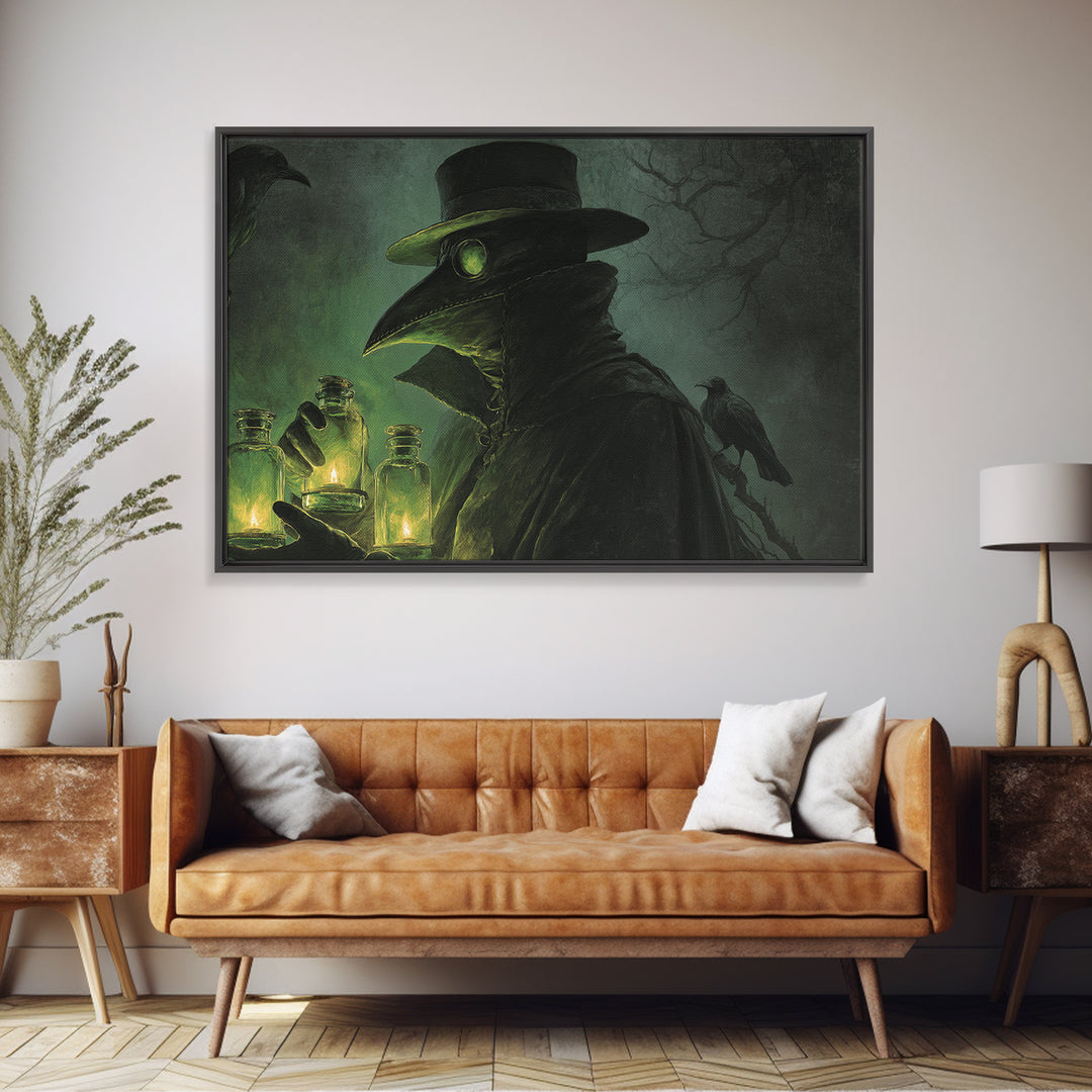 The Plague Doctor, Symbolist Gothic Landscape, Landscape Wall Art, Macabre Wall Art, Canvas Print, Halloween Wall Art, Spooky Wall Decor