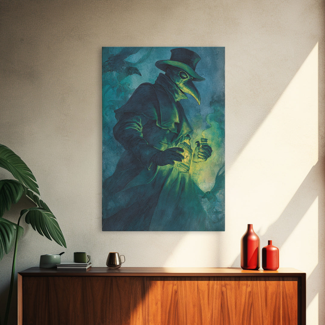 The Plague Doctor, Decadent Gothic Art, Vertical Wall Art, Gothic Horror Wall Art, Canvas Print, Halloween Wall Art, Macabre Wall Art