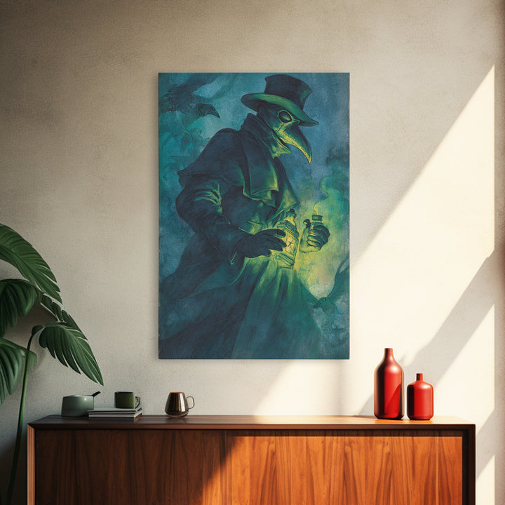 The Plague Doctor, Decadent Gothic Art, Vertical Wall Art, Gothic Horror Wall Art, Canvas Print, Halloween Wall Art, Macabre Wall Art