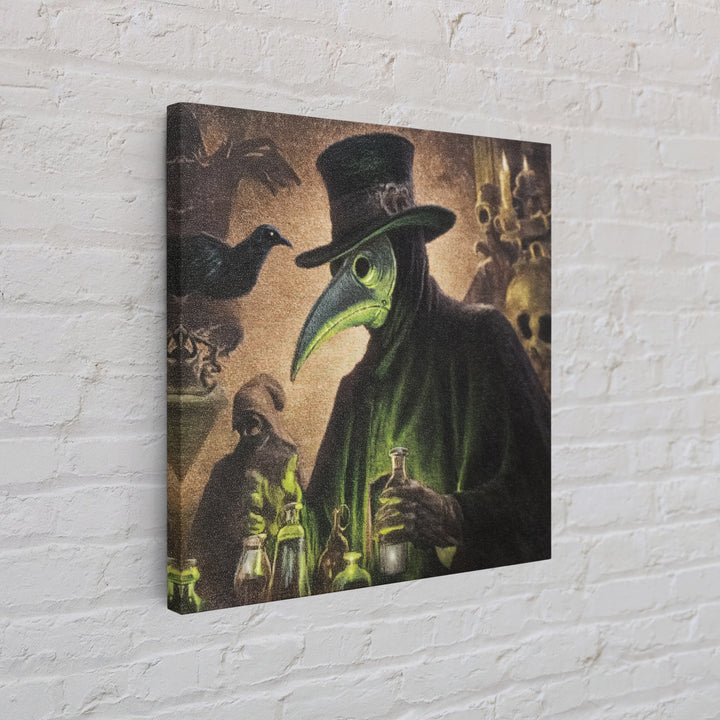 The Plague Doctor, Dark Symbolist Art, Square Wall Art, Dark Fantasy Wall Art, Framed Canvas Print, Halloween Wall Art