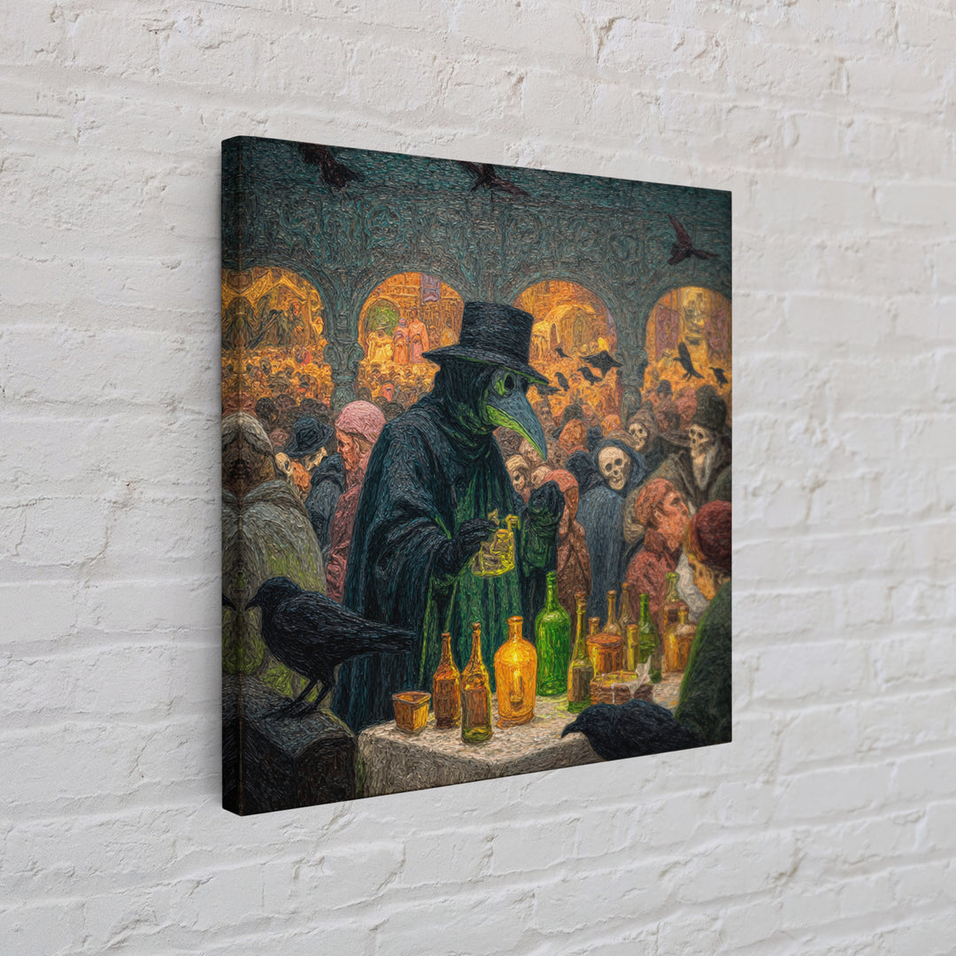 The Plague Doctor, Grotesque Carnival Art, Square Wall Art, Dark Halloween Decor, Canvas Print, Halloween Wall Art, Horror Wall Art