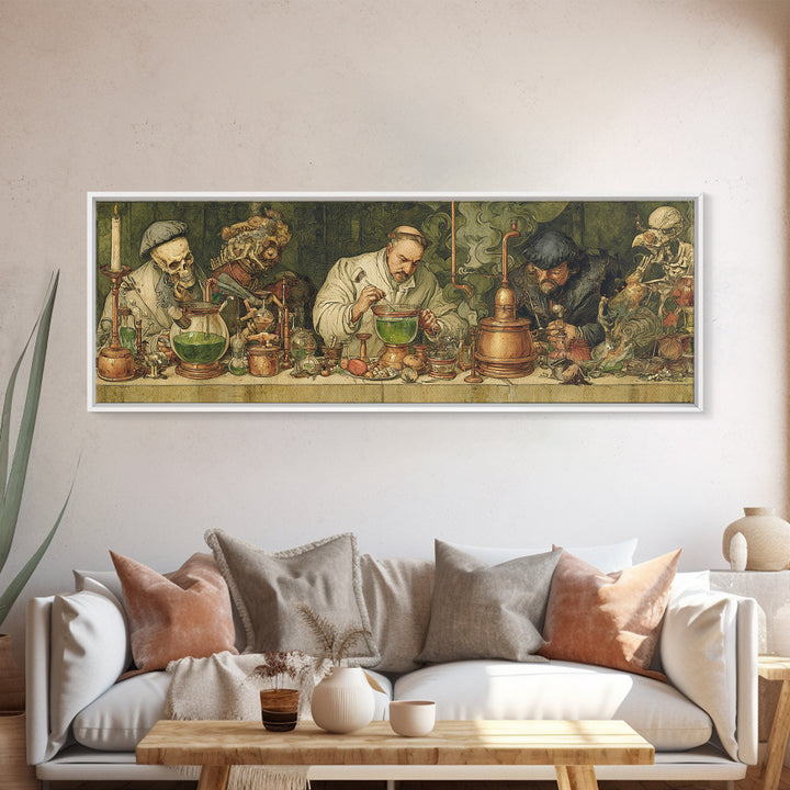 The Mad Alchemist, Danse Macabre Art, Extra Wide Wall Art, Gothic Horror Wall Art, Canvas Print, Halloween Wall Art