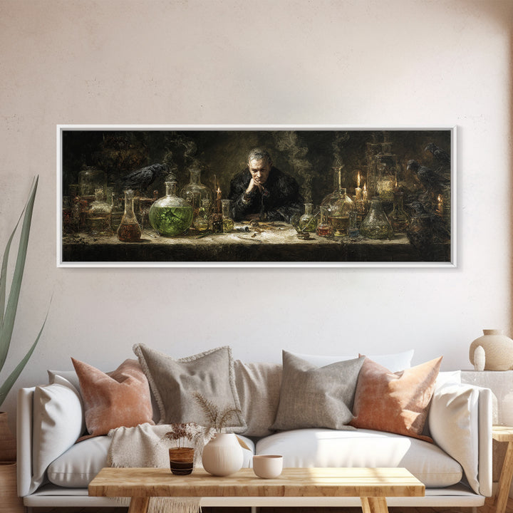 The Mad Alchemist, Dark Romantic Horror Art, Extra Wide Wall Art, Dark Fantasy Wall Art, Canvas Print, Halloween Wall Art
