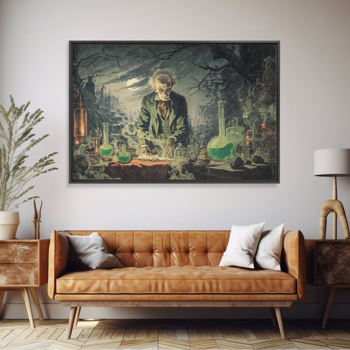 The Mad Alchemist, Romantic Gothic Landscape, Landscape Wall Art, Macabre Wall Art, Framed Canvas Print, Halloween Wall Art