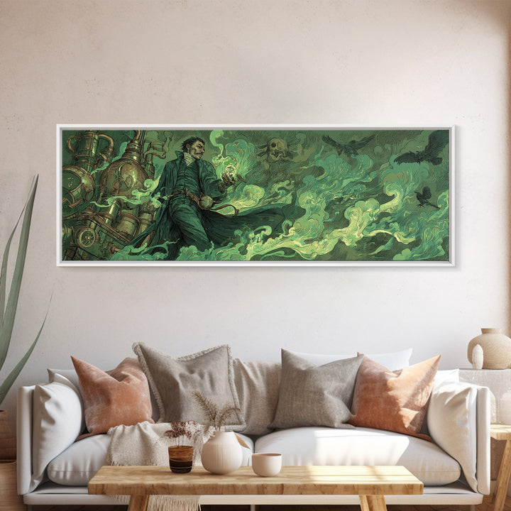The Mad Alchemist, Decadent Gothic Art, Extra Wide Wall Art, Macabre Wall Art, Canvas Print, Halloween Wall Art, Halloween Decor