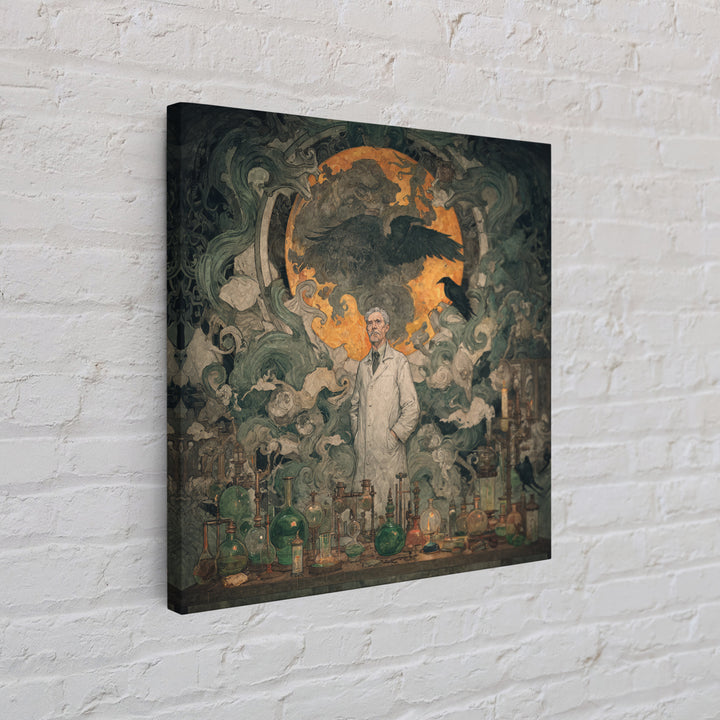 The Mad Alchemist, Dark Symbolist Art, Square Wall Art, Dark Fantasy Wall Art, Framed Canvas Print, Halloween Wall Art
