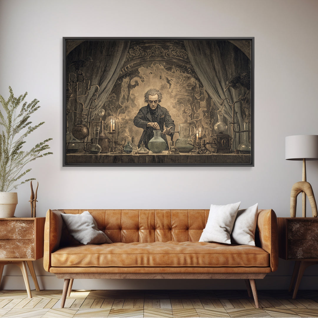 The Mad Alchemist, Expressionist Nightmare Art, Landscape Wall Art, Gothic Horror Wall Art, Canvas Print, Halloween Wall Art