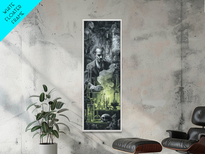 The Mad Alchemist, Biomechanical Horror Art, Tall Narrow Wall Art, Dark Fantasy Wall Art, Framed Canvas Print, Halloween Wall Art