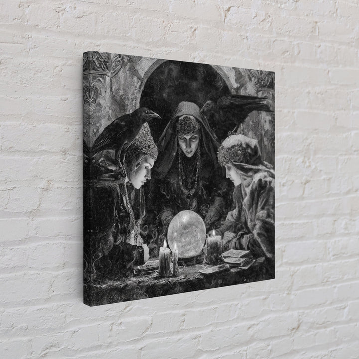 The Midnight Fortune Teller, Dark Romantic Horror Art, Square Wall Art, Macabre Wall Art, Canvas Print, Halloween Wall Art