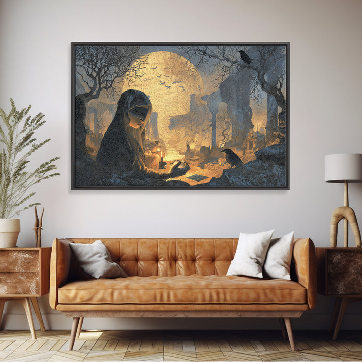 The Midnight Fortune Teller, Romantic Gothic Landscape, Landscape Wall Art, Dark Fantasy Wall Art, Canvas Print