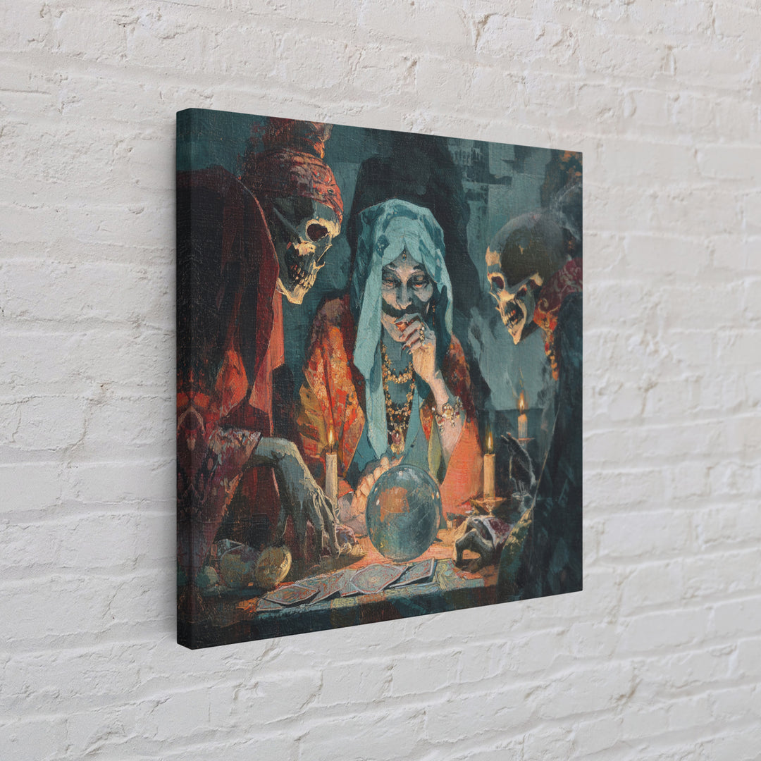 The Midnight Fortune Teller, Decadent Gothic Art, Square Wall Art, Dark Fantasy Wall Art, Framed Canvas Print, Halloween Wall Art