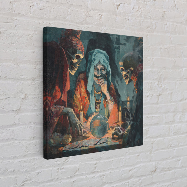 The Midnight Fortune Teller, Decadent Gothic Art, Square Wall Art, Dark Fantasy Wall Art, Framed Canvas Print, Halloween Wall Art