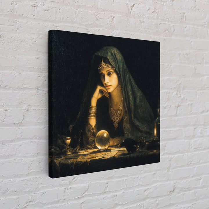 The Midnight Fortune Teller, Dark Symbolist Art, Square Wall Art, Dark Fantasy Wall Art, Canvas Print, Halloween Wall Art
