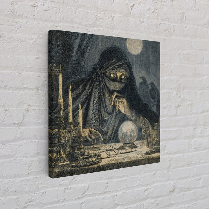 The Midnight Fortune Teller, Expressionist Nightmare Art, Square Wall Art, Gothic Horror Wall Art, Canvas Print, Halloween Wall Art
